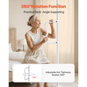 Floor-to-Ceiling Transfer Pole, Tension Mounted Bathroom Grab Bar with Anti-Slip Curve Handle, 300 Lbs Capacity Security Pole for Elderly