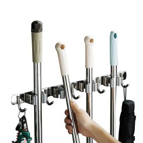 Broom Holder , Silver Clip Hook, 4 Clips And 5 Hooks