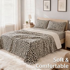 4pcs ultra-soft 85g brushed printed sheets and pillowcases, machine washable, suitable for all seasons