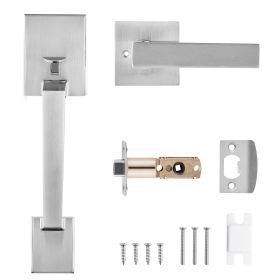 Front Door Handle, Square Entry Handle Set with Lever, No Lock, Adjustable Hole Space, Zinc Alloy Die-Casting