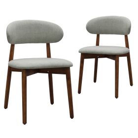Laurel Green Flannelette Upholstered Dining Chair with Walnut Solid Wood Legs, Armless Chair Set of 2 for Kitchen, Restaurant, Living, Meeting Ro