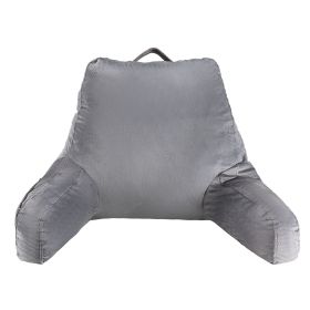Reading Pillow, Standard Size Bed Pillow with Shredded Memory Foam, Back Pillow with 3 Pockets and Washable Short Velvet Cloth, Top with Handle