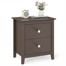 Modern Nightstand with 2 Drawers for Small Spaces (Color: Brown)